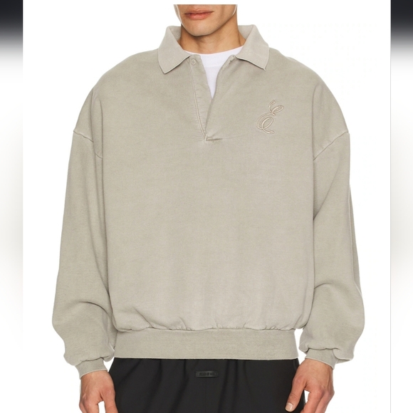 Classic Polo Sweatshirt in Smoke Grey - Picture 2 of 4
